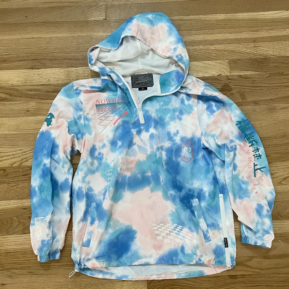 Brooklyn Cloth Blue and Pink Tie-Dye Windbreaker size Medium